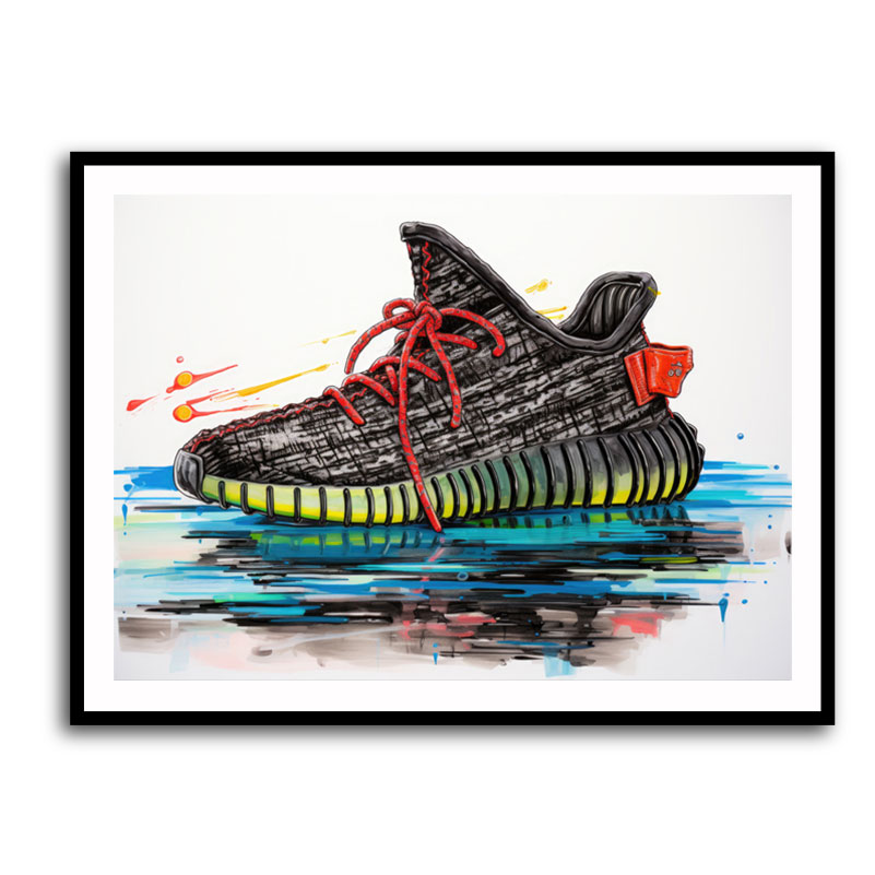 Yeezy Boost 350 Sneakers Graffiti Style Wall Art